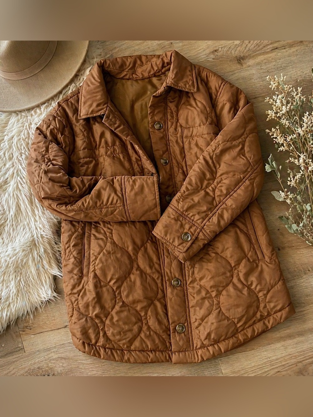 saltwater LUXE Quilted Jacket in Warm Caramel Brown